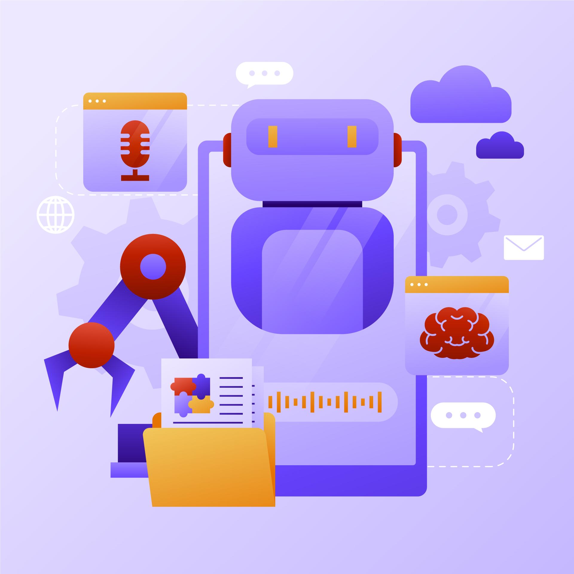Digital automation illustration showing efficiency and productivity