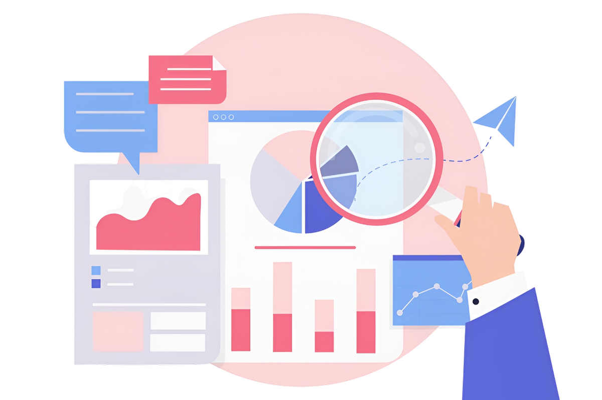 Market research dashboard showing data visualization and analysis tools