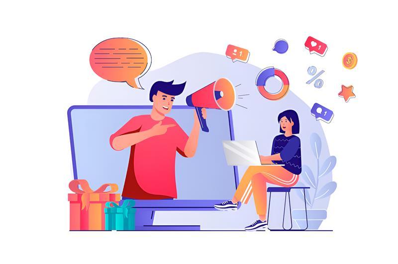 Promotion and advertising visual showing digital marketing strategies